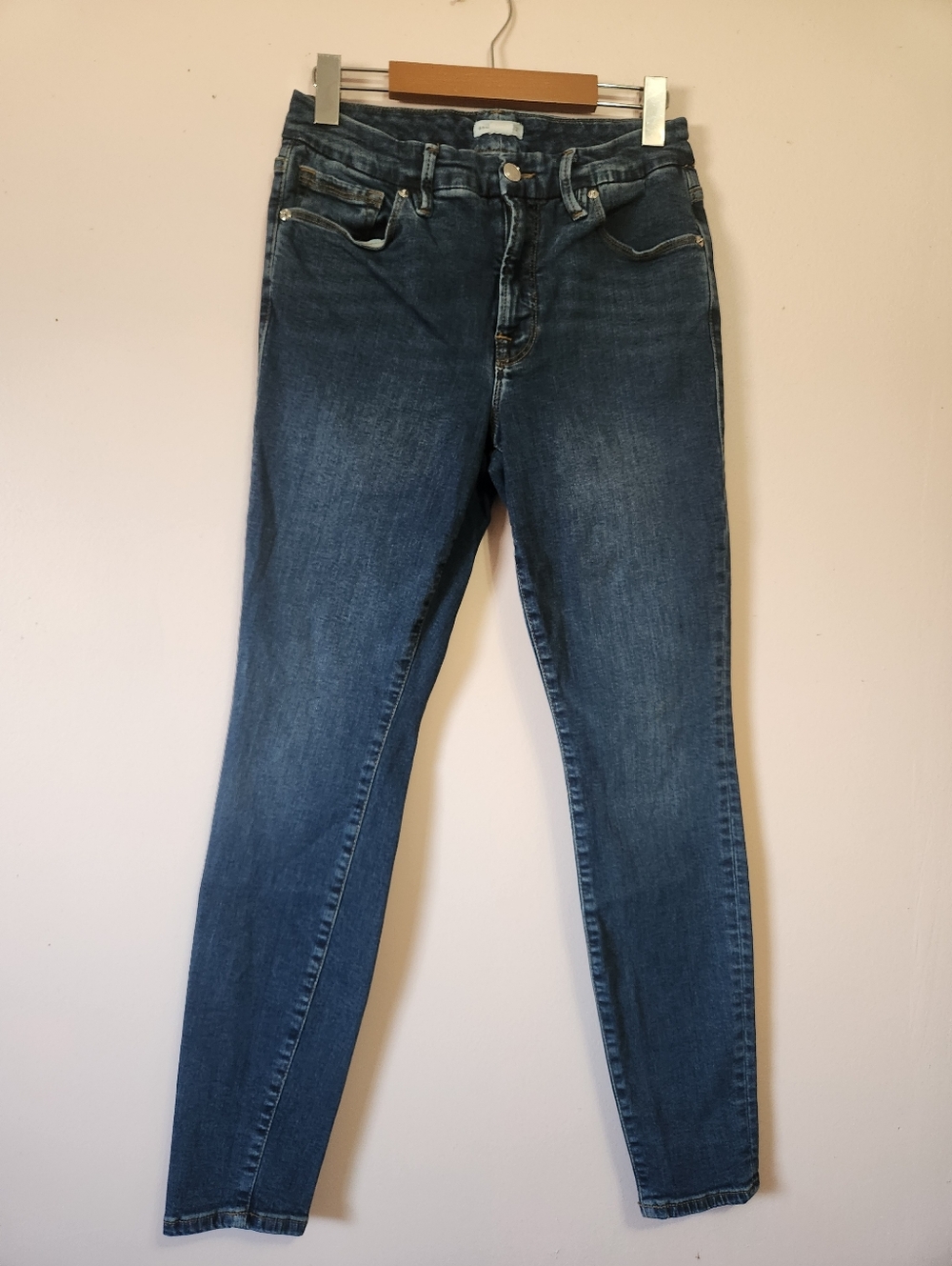 Good American Good Legs Skinny Jeans Blue609 Mid Rise 8 29 EUC Stretch Sculpting